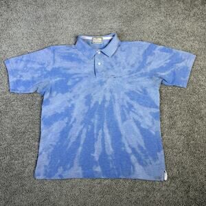 Thomas Burberry Polo Shirt Mens M Blue Batik Cotton Collared Short Sleeve